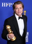 Actor Brad Pitt wearing a Brioni tux poses in the press room at the 77th Annual Golden Globe Awards held at The Beverly Hilton Hotel on January 5, 2020 in Beverly Hills, Los Angeles, California, United States.